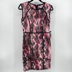 Jennifer Lopez Womens Northern Light Bodycon Dress Pink Black Snake Print 8 New